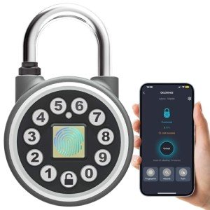 SFW Fingerprint Padlock,Smart Bluetooth Padlock with Code, Water Resistant Padlock with Mobile App.Suitable for Gyms, Sports Facilities, Bicycles, Schools, Luggage and Lockers, etc.
