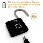 HIFAM Fingerprint Padlock, Fingerprint Lock, Smart Padlock with Keyless Biometric, Locker Locks, Smart Lock with USB Rechageable, Suitable for Gym Locker, School, Sports, Storage (Black)