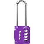 1 Pack disecu 2.6 Inch Long Shackle Combination Lock, 4 Digit Outdoor Waterproof Padlock for School Locker, Gym Locker, Storage Unit, Gate, Fence, Toolbox (Purple)