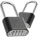 Hiceeden 2 Pack 4 Digit Heavy Duty Combination Lock, 2.5 Inch Long Waterproof Shackle Padlock, Resettable Zinc Alloy Lock for Outdoor, Gate, Fence, School Gym Locker, Black