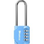 1 Pack disecu 2.6 Inch Long Shackle Combination Lock, 4 Digit Outdoor Waterproof Padlock for School Locker, Gym Locker, Storage Unit, Gate, Fence, Toolbox (Azury)