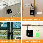 HIFAM Fingerprint Padlock, Fingerprint Lock, Smart Padlock with Keyless Biometric, Locker Locks, Smart Lock with USB Rechageable, Suitable for Gym Locker, School, Sports, Storage (Black)