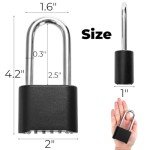 Hiceeden 2 Pack 4 Digit Heavy Duty Combination Lock, 2.5 Inch Long Waterproof Shackle Padlock, Resettable Zinc Alloy Lock for Outdoor, Gate, Fence, School Gym Locker, Black