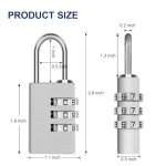 MEINUOKA 1 Pack Aluminum Combination Lock, 3 Digit Locker Lock, Silver Outdoor Waterproof Padlock for School Gym, Sports, Gate, Fence(1.18 Inch Wide)