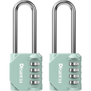 2 Pack disecu 2.6 Inch Long Shackle Combination Lock, 4 Digit Outdoor Waterproof Padlock for School Locker, Gym Locker, Storage Unit, Gate, Fence, Toolbox (Turquoise)