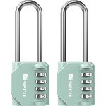 2 Pack disecu 2.6 Inch Long Shackle Combination Lock, 4 Digit Outdoor Waterproof Padlock for School Locker, Gym Locker, Storage Unit, Gate, Fence, Toolbox (Turquoise)