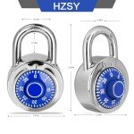 HZSY Combination Padlock 1 Pack，Fixed Dial Combination Padlock with Different Combinations，2 in. Wide. Blue Turntable，Lock for Gym & Locker，School，Toolbox，and More