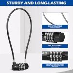 Lawnize Cable Locks with Combination,Steel Cable Rope Wire 4-Digit Combination Lock with Resettable Code for Bikes, Lockers, File Cabinets, Wardrobes, Small Fences,gate Lock, Pool Padlock.