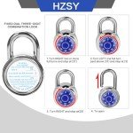 HZSY Combination Padlock 1 Pack，Fixed Dial Combination Padlock with Different Combinations，2 in. Wide. Blue Turntable，Lock for Gym & Locker，School，Toolbox，and More