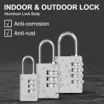 MEINUOKA 1 Pack Aluminum Combination Lock, 3 Digit Locker Lock, Silver Outdoor Waterproof Padlock for School Gym, Sports, Gate, Fence(1.18 Inch Wide)