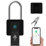 Fingerprint Padlock, Eseesmart Large Size Smart Padlock, Outdoor Waterproof Bluetooth Fingerprint Lock with Mobile APP and Keys, Suitable for Gates, Lockers, Fences, Gym