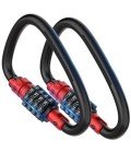Combination Locks, 4-Digit Heavy Duty Carabiner Clips, D-Shaped Code Combo Lock for Looped Bike Security Cable Lock, Helmet Lock, Outdoor Lock, Bike Lock, Fence Lock, Travel Case Lock (2, Red)