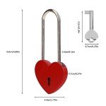 VeYocilk Love Lock Heart Padlock Matte Red Wish Lock Love Padlock with Key for Bridge, Lovers, Wedding, Anniversary, Travel Gift 10pcs