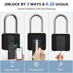 Fingerprint Padlock, Eseesmart Large Size Smart Padlock, Outdoor Waterproof Bluetooth Fingerprint Lock with Mobile APP and Keys, Suitable for Gates, Lockers, Fences, Gym
