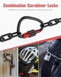 Combination Locks, 4-Digit Heavy Duty Carabiner Clips, D-Shaped Code Combo Lock for Looped Bike Security Cable Lock, Helmet Lock, Outdoor Lock, Bike Lock, Fence Lock, Travel Case Lock (2, Red)