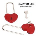 VeYocilk Love Lock Heart Padlock Matte Red Wish Lock Love Padlock with Key for Bridge, Lovers, Wedding, Anniversary, Travel Gift 10pcs