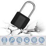 Fingerprint Padlock, Eseesmart Large Size Smart Padlock, Outdoor Waterproof Bluetooth Fingerprint Lock with Mobile APP and Keys, Suitable for Gates, Lockers, Fences, Gym
