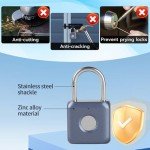 RiNTREE, Fingerprint Padlock Lock, 2.28 x 1.25x 0.5 inch, Waterproof, USB Rechargeable, Keyless Thumbprint Lock, Blue, for Gym Locker, School Locker, Luggage, Backpack, Suitcase