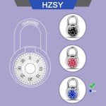 HZSY Combination Padlock 1 Pack，Fixed Dial Combination Padlock with Different Combinations，2 in. Wide. Blue Turntable，Lock for Gym & Locker，School，Toolbox，and More