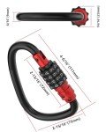 Combination Locks, 4-Digit Heavy Duty Carabiner Clips, D-Shaped Code Combo Lock for Looped Bike Security Cable Lock, Helmet Lock, Outdoor Lock, Bike Lock, Fence Lock, Travel Case Lock (2, Red)