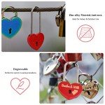 VeYocilk Love Lock Heart Padlock Matte Red Wish Lock Love Padlock with Key for Bridge, Lovers, Wedding, Anniversary, Travel Gift 10pcs