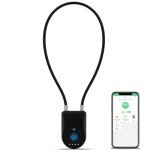 Fingerprint Cable Lock, Dhiedas Lock with Fingerprint Bluetooth APP, 6" Long Shackle Keyless Biometric Waterproof Smart Outdoor Padlock for Gate Fence Gym Fridge Helmet Yard