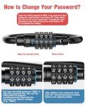 Combination Locks, Heavy Duty Carabiner Clips, Ultra Large D-Shaped Code Combo Lock for Looped Bike Security Cable Lock, Helmet Lock, Bike Lock, Fence Lock, Travel Case Lock (1, Black)