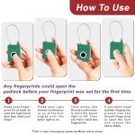 Wisetail Fingerprint Padlock, Smart Rechargeable Locker Lock for School Gym, Keyless Biometric Thumbprint Outdoor Cable Padlock for Backpack/Suitcase/Luggage-Green