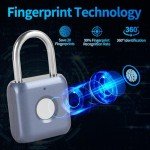 RiNTREE, Fingerprint Padlock Lock, 2.28 x 1.25x 0.5 inch, Waterproof, USB Rechargeable, Keyless Thumbprint Lock, Blue, for Gym Locker, School Locker, Luggage, Backpack, Suitcase
