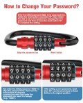 Combination Locks, 4-Digit Heavy Duty Carabiner Clips, D-Shaped Code Combo Lock for Looped Bike Security Cable Lock, Helmet Lock, Outdoor Lock, Bike Lock, Fence Lock, Travel Case Lock (2, Red)