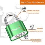 1 Pack disecu 4 Digit Heavy Duty Combination Lock, Outdoor Waterproof Combo Padlock for School Gym Locker, Hasp Storage, Shed, Fence, Gate, Toolbox (Green)