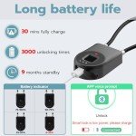 Fingerprint Cable Lock, Dhiedas Lock with Fingerprint Bluetooth APP, 6" Long Shackle Keyless Biometric Waterproof Smart Outdoor Padlock for Gate Fence Gym Fridge Helmet Yard