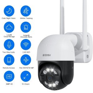 ZOSI 3MP Wireless Outdoor PTZ Security Camera