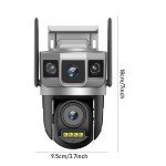 6MP Wireless Outdoor Security Camera with 3 Lenses
