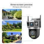 6MP Wireless Outdoor Security Camera with 3 Lenses