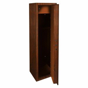 Deluxe 6 Gun Cabinet with Ammo Box - Wood Finish