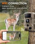 Punvoe Trail Camera WiFi 6K 64MP with 64GB Memory Card 8 Batteries and Night Vision Ip67 Waterproof 130°Wide Angle 0.05s Trigger Speed, Suitable for Outdoor Wildlife Detection, Monitoring Game Cam