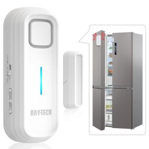 DAYTECH Freezer Door Alarm with Delay 1/2/3/4 Mins When Left Open Window Chime Close Doors Reminder Refrigerator Door Alarm Sensor 0 to 120 dB for Fridge Home Store White 1 Pack