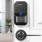 Fingerprint Smart Locks for Front Door with 2 Lever Handle Set, App Control, Keyless Entry, Electronic Digital Keypad Deadbolt, Auto Lock, Waterproof, Easy to Install