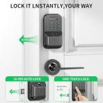 Fingerprint Smart Locks for Front Door with 2 Lever Handle Set, App Control, Keyless Entry, Electronic Digital Keypad Deadbolt, Auto Lock, Waterproof, Easy to Install