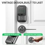 Fingerprint Smart Locks for Front Door with 2 Lever Handle Set, App Control, Keyless Entry, Electronic Digital Keypad Deadbolt, Auto Lock, Waterproof, Easy to Install