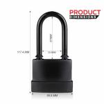 Heavy Duty Outdoor Waterproof Padlock | 45mm Rust-Proof Steel Lock with 2 Keys | High Security for Shed, Garage, Garden Gate, Door, Chain | Weatherproof Black (Long Shackle)