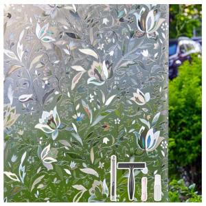 LEMON CLOUD Window Film Privacy, Frosted Opaque Glass Films, Non Adhesive Static Cling Heat Control, Tint Decorative Film, for Bathroom Living Room Rental House, Tulip (44.5 x 200 cm with Tool)
