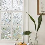 LEMON CLOUD Window Film Privacy, Frosted Opaque Glass Films, Non Adhesive Static Cling Heat Control, Tint Decorative Film, for Bathroom Living Room Rental House, Tulip (44.5 x 200 cm with Tool)