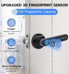 Eseesmart Smart Door Lock - Fingerprint Door Lock with Handle, 5-in-1 Smart Lock with Keypad Fingerprint Bluetooth APP Key, Digital Electronic Door Lock for Home Office Bedroom