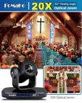 FoMaKo 4K NDI Camera 60FPS 20X Optical Zoom, AI Auto-Tracking NDI PTZ Camera, USB3.0 3G-SDI HDMI 4K PTZ Camera for Church Worship Education Conference Events, 4K HDR Camera (K820N NDI Camera Black)