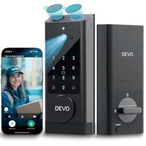 Devo G3 Smart Lock, Fingerprint Keyless Entry Door Lock with Doorbell, Front Door Smart Lock Electronic Deadbolt with App Control, Easy Install No Hub, IP54 Waterproof, Auto-Lock Silver