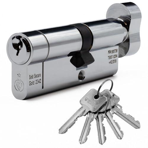 Chrome Euro Cylinder Door Lock with Anti-Snap Protection