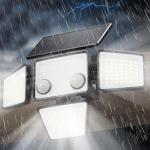 Lumisky Fairview Set of 2 Solar Powered Spotlight with 4 Black Heads, Powerful White LED Lighting, Adjustable with Motion Sensor, Ideal for Securing Garden, Patio and Outdoor