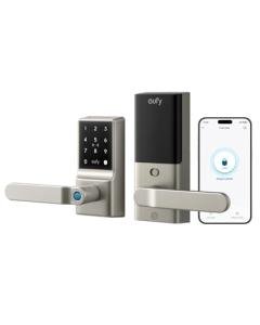eufy Smart Lever Lock C33, Keyless Fingerprint Door Lock with Handle, Integrated Wi-Fi, Remote Control via App, Biometric Entry Knob, Auto-Locking, IP53 Waterproof, Nickel (2025 New Version)